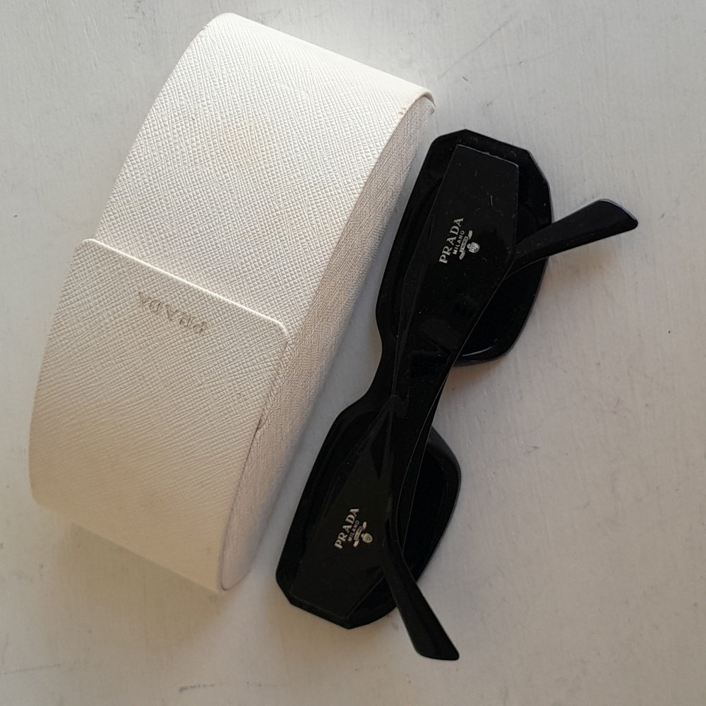 Prada Runway Rectangular Sunglasses in Black - Picture 4 of 13